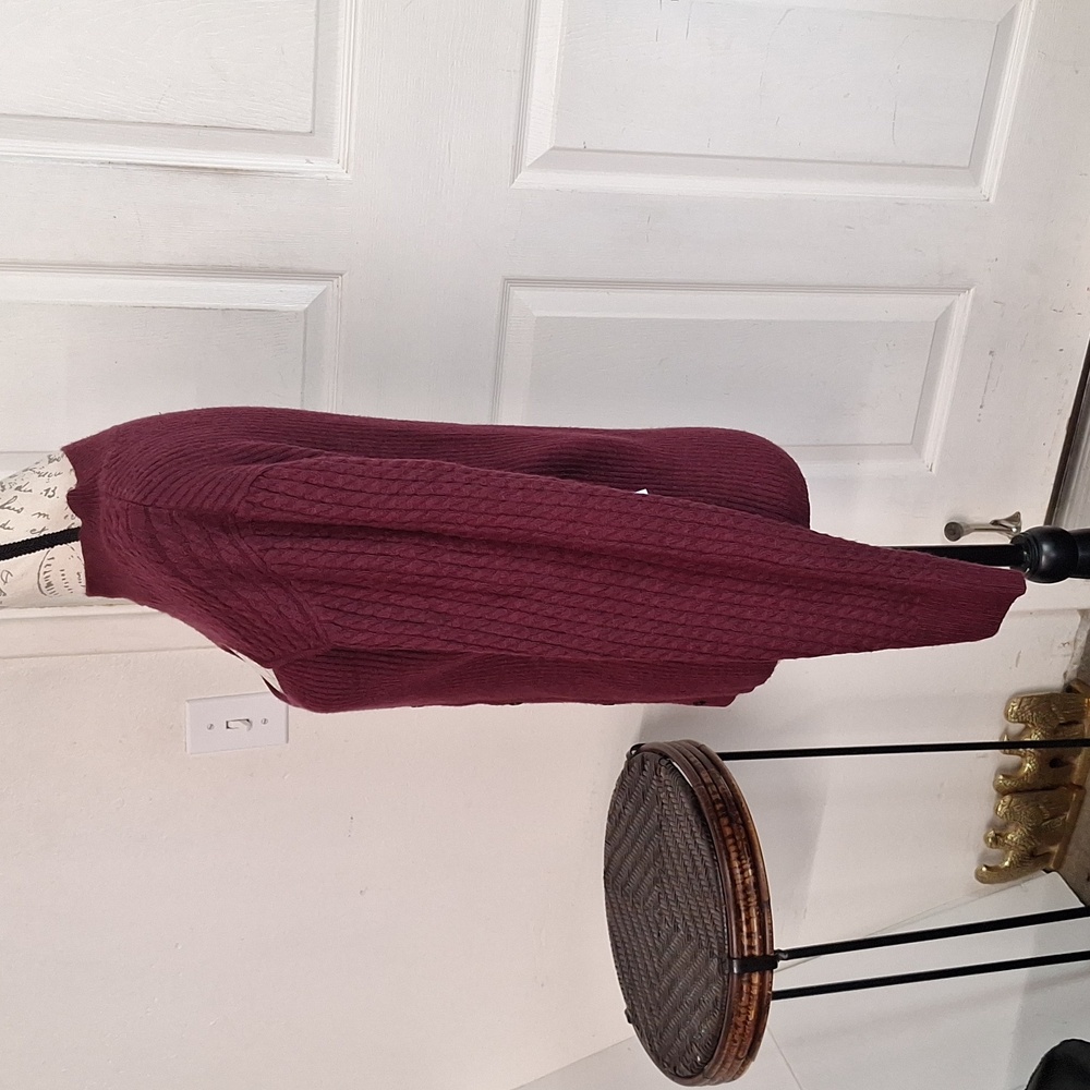 Design History Mock Turtleneck Sweater with Front Cutout - Sangria New - Picture 7 of 9